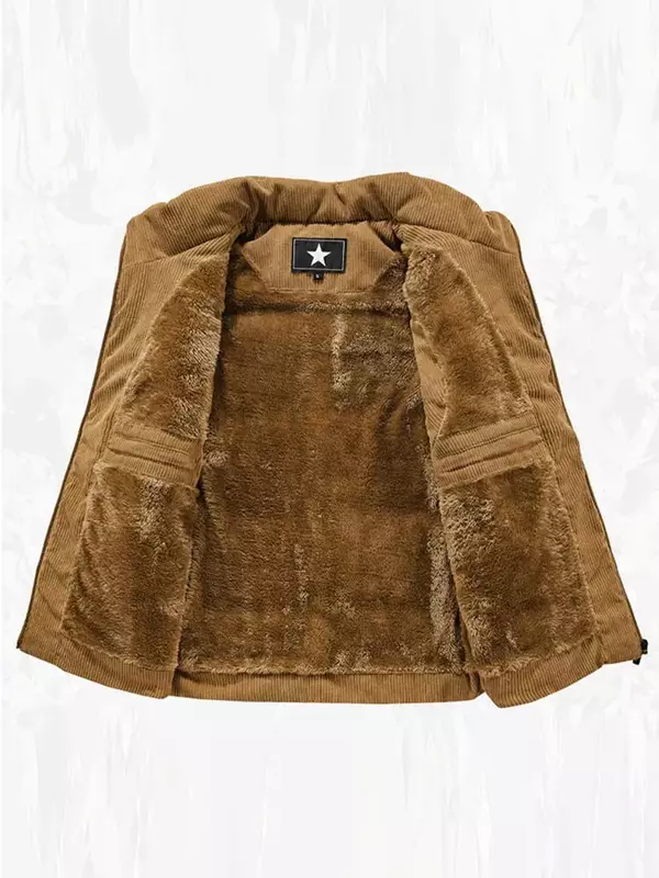 남성용 캐주얼 두꺼운 조끼, 단색 겨울 카고 민소매 재킷, 남성 2023 패션 지퍼, 코듀로이 터틀넥, 따뜻한 소년 아우터