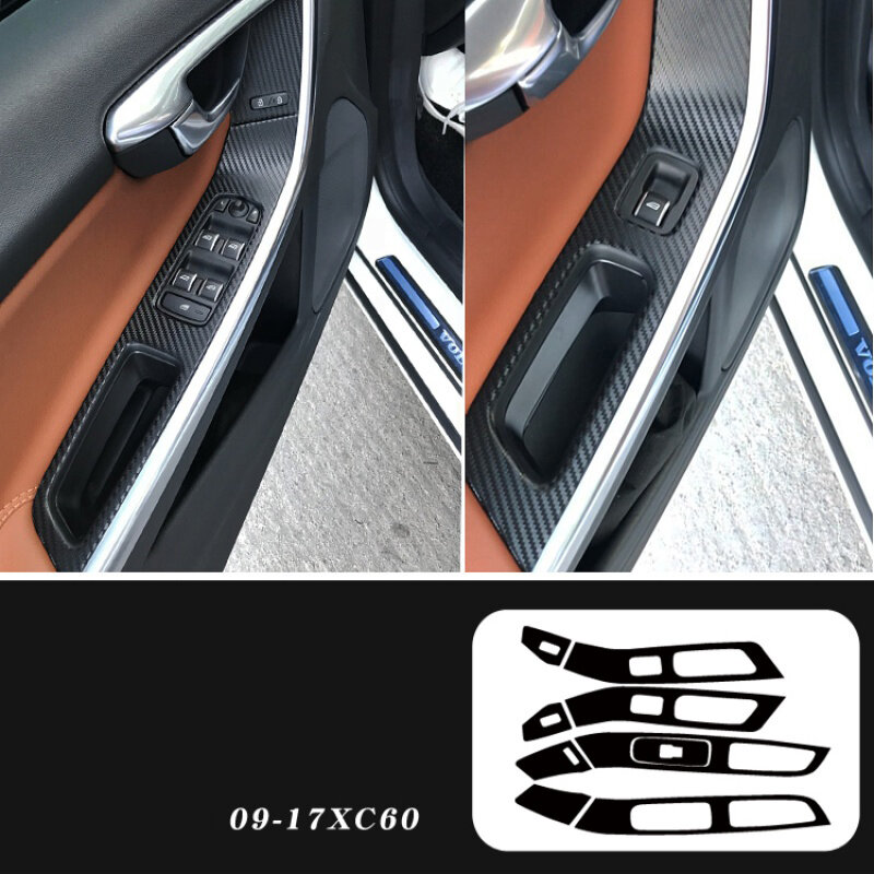 Защитная пленка из углеродного волокна для Volvo S60 V60 XC60, стандартная панель управления центральной дверью ручкой и воздушной навигацией