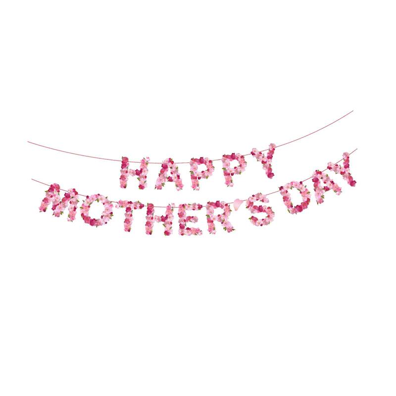 Happy Mother's Day Banner Flowers Alphabet Flag Pulling Banner Fireplace