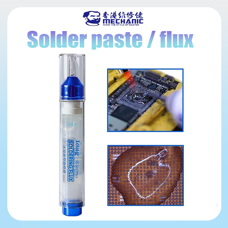 MECHANIC glaseado SD360 Max 10cc pasta de soldadura transparente sin limpieza, soldadura de flujo de aceite avanzado para PCB SMD BGA SMT, reparación de soldadura
