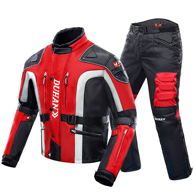 DUHAN jesienno-zimowa odporna na zimno kurtka motocyklowa Moto Protector spodnie motocyklowe Moto pancerz Touring ochronny sprzęt odzieży