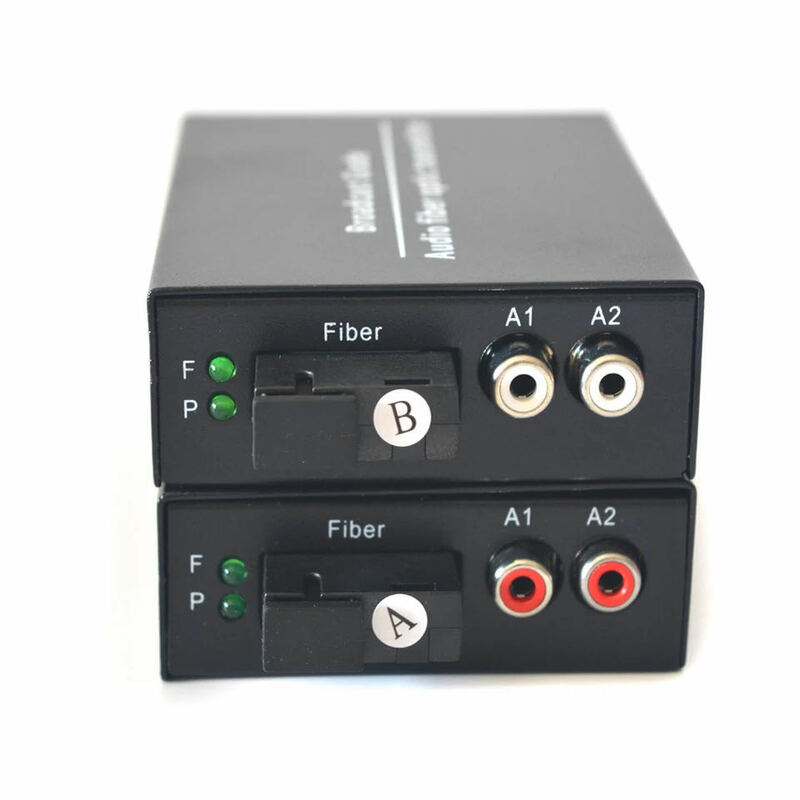 Convertidores de medios de fibra óptica, sistema de intercomunicación de radiodifusión, 2 canales de Audio, hasta 20Km, multimodo, 500m