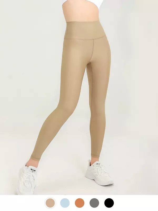 Nowe spodnie do jogi dla kobiet z przyjaznym dla skóry perłowym połyskiem wysokim stanem brzoskwiniowym i sportowymi spodniami do jogi
