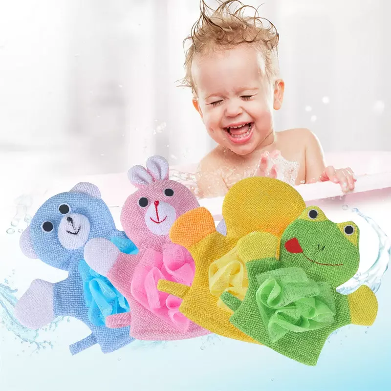 ถุงมืออาบน้ำเด็กสำหรับเด็กเด็กวัยหัดเดินการ์ตูนสัตว์รูปร่างถุงมืออาบน้ำ Washcloth สำหรับชุดว่ายน้ำเด็กล้างทำความสะอาดนวดอาบน้ำ