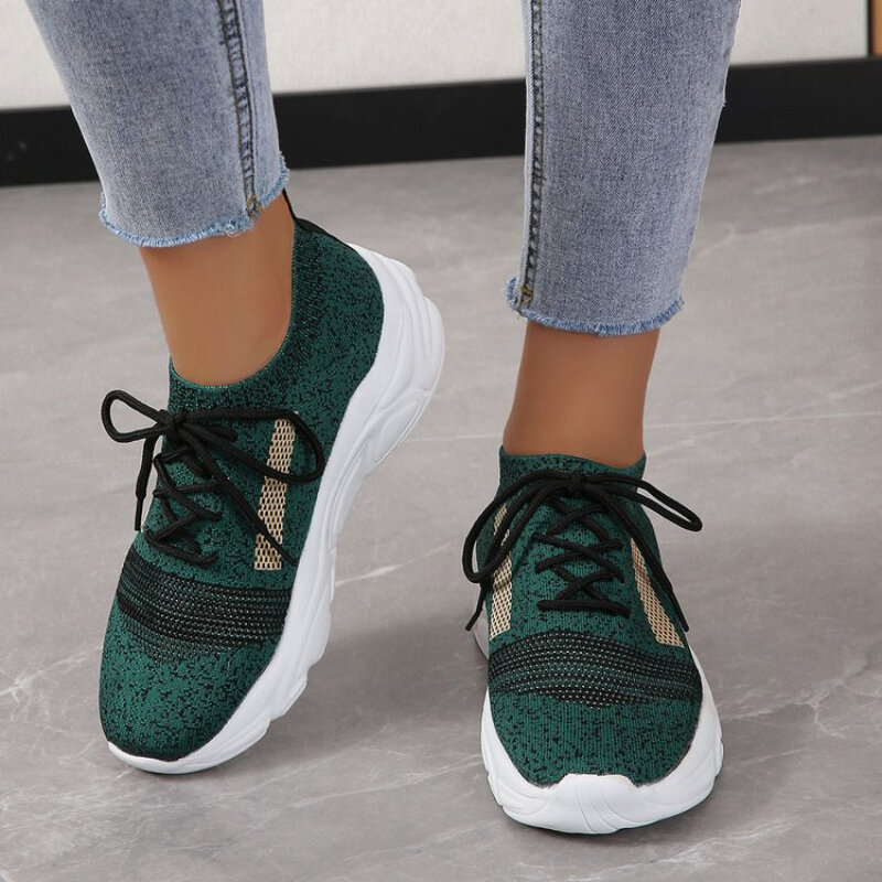 2022 New Summer Women's Vulcanized Shoes Fashion Lace Up Women Shoes Flat Sneakers Hollow Mesh Walking Shoes Everyday Comfort