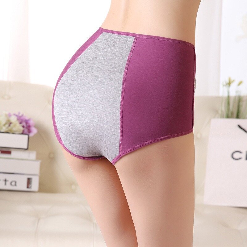 Pantalones menstruales de viscosa de cintura alta, ropa interior a prueba de fugas, talla grande