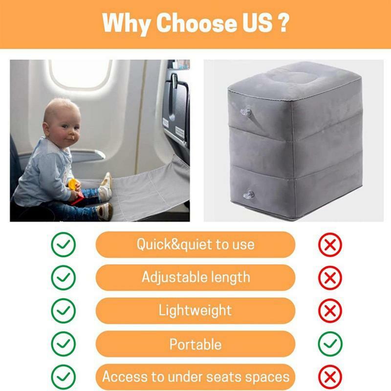Pé compacto e portátil do prolongamento do assento do avião, pedais do bebê, cama, fundamentos do curso, bebê