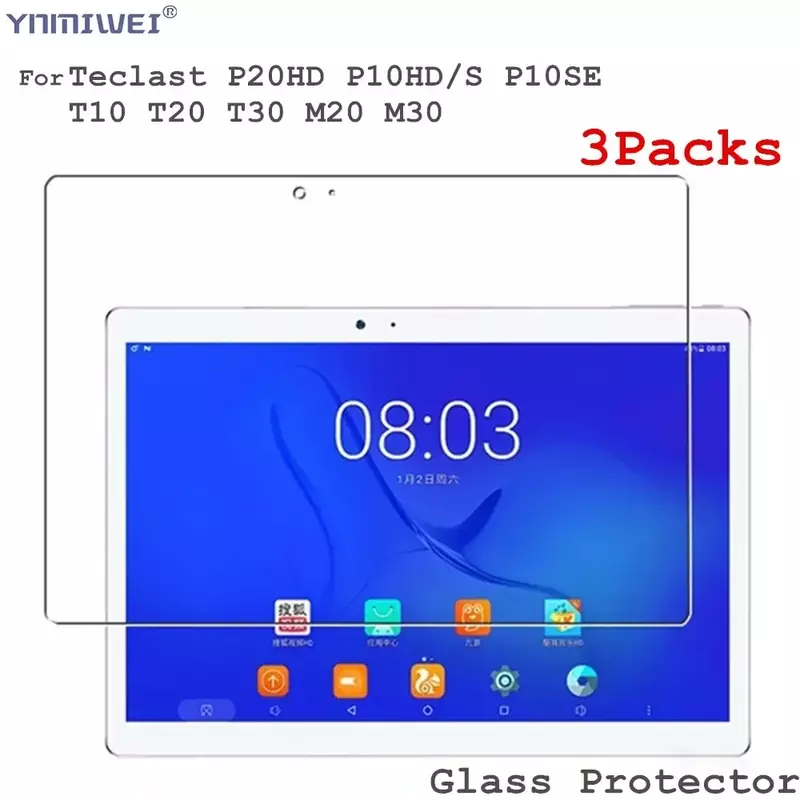 Películas de vidrio para Teclast T50 Pro, Protector de pantalla para Teclast M40, P20HD, P25T, T40 Pro Plus, T30, P40HD, 3 unidades