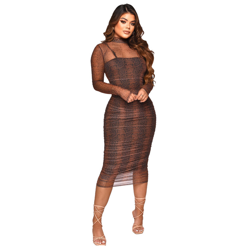 African Women's Clothing Autumn Elegant African Long Sleeve O-neck Party Evening Dresses Women Bodycon Dress African Clothing