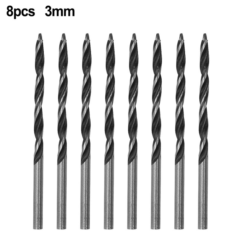 8Pcs 58mm Length Wood Drill Bits For Woodworking Spiral Bit Center Point Two Shoulder Cutters Ground Drill Tools 3mm Diameter