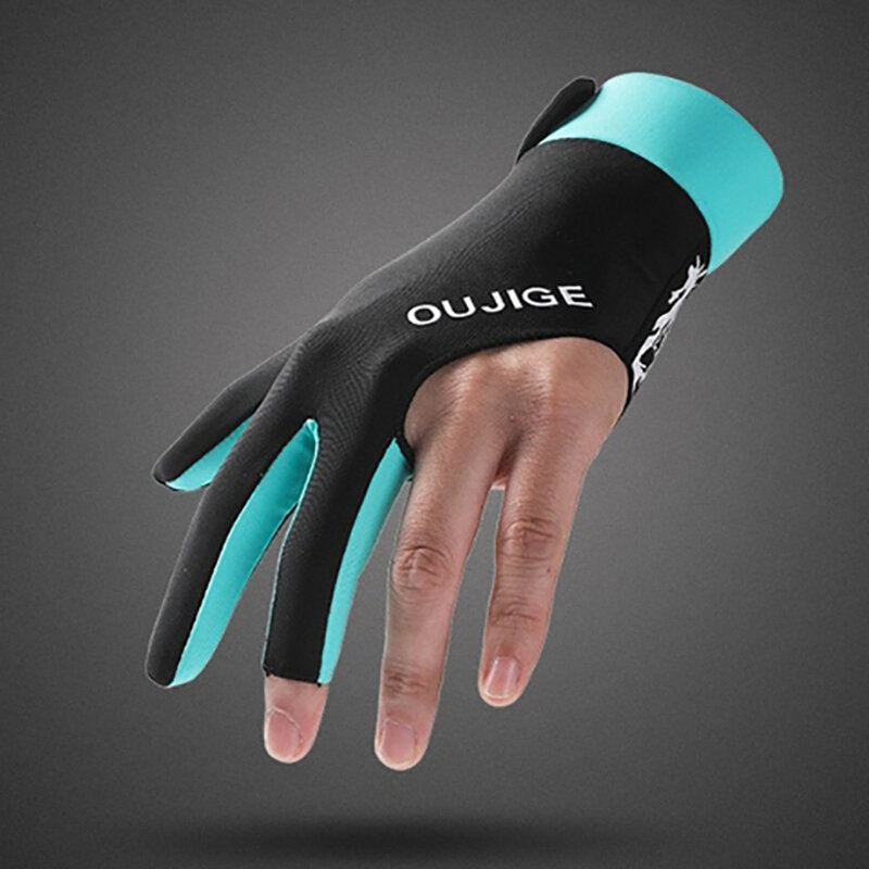 Guante de billar de tres dedos para mano izquierda, pegatinas antideslizantes, elasticidad, guantes de entrenamiento de billar, accesorios