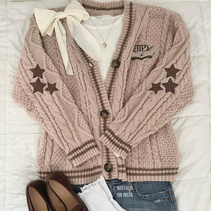 Size S-3XL Fashion Solid Casual Grey Tops Sweater Women 2024 Autumn Warm Knitted V-neck Long Sleeve Women's Beige Cardigans Coat
