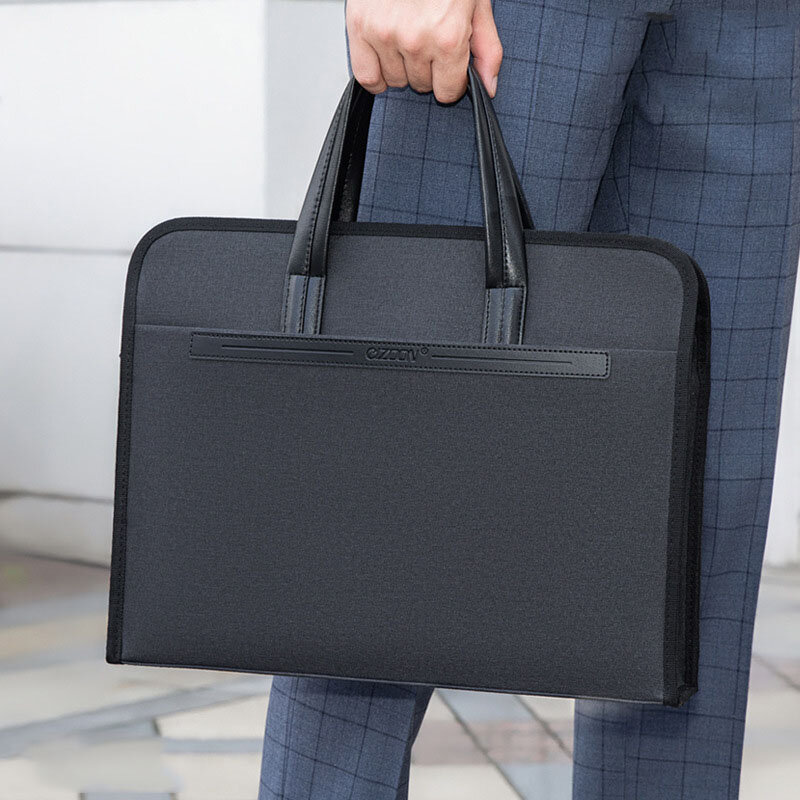New Men's Oxford Casual Briefcase Multi-layer A4 Office Zipper Bag Large Capacity Business Bag Male Business Handbag Conference