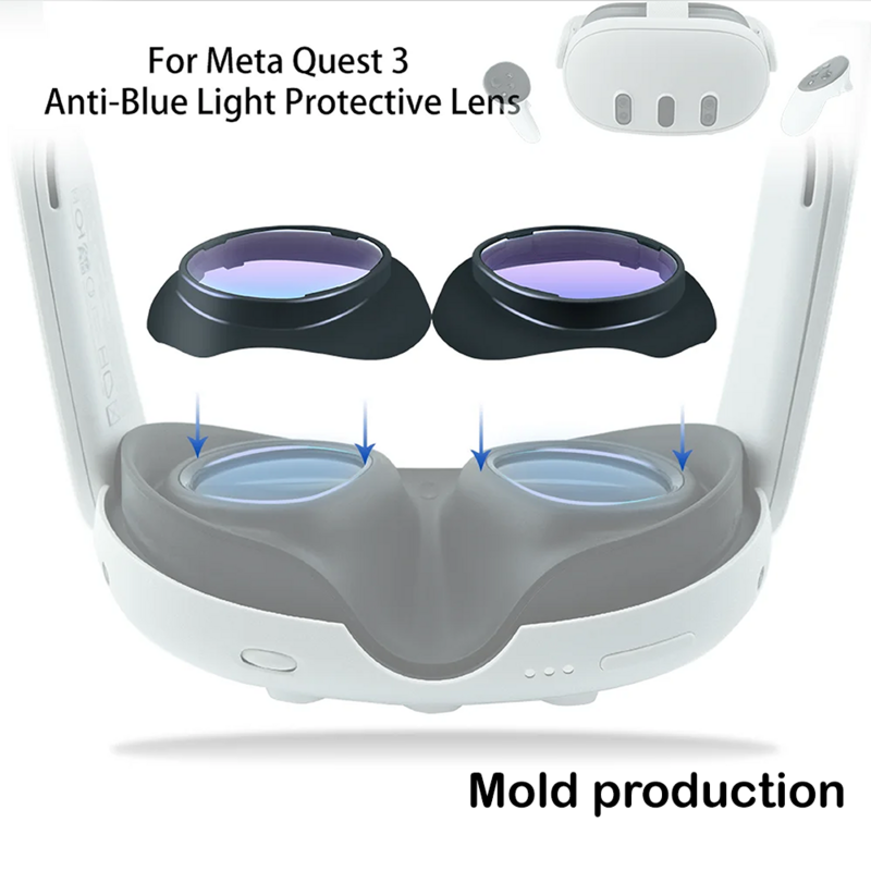 Untuk Meta Quest 3 lensa resep lensa miopia Anti cahaya biru untuk Quest 3 lensa aksesori VR kacamata magnetik cepat