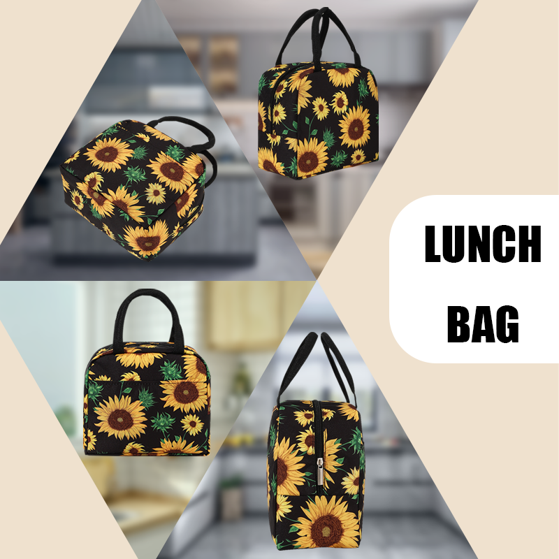 Nylon Sunflower Lunch Bag Large Capacity Insulated Ice Bag Fresh Outdoor Picnic Bag Portable Insulation