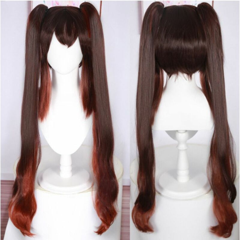 cosplay Hu Tao wig Double horsetail curly Synthetic Wigs Hair