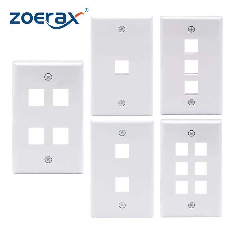 ZoeRax plat dinding Jack Keystone, plat wajah USA, plat dinding profil rendah Ethernet, Faceplate Gang tunggal untuk Coupler Keystone-1 buah