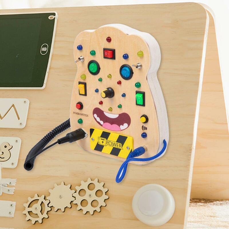 LED Montessori Busy Board LED Wooden Sensory Board for Girls Toddlers Kids