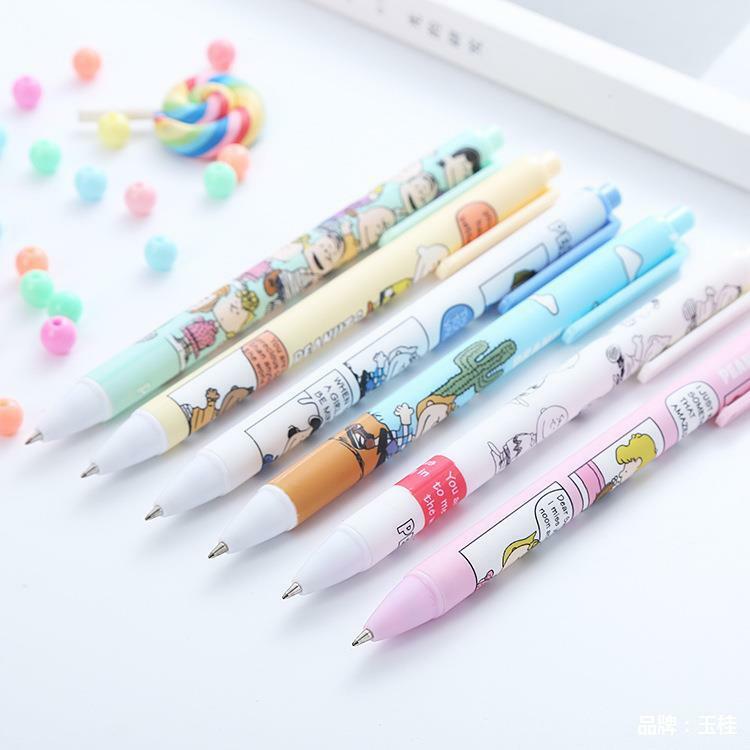 카와이 애니메이션 만화 시리즈 스누피 창의적인 개성 프레스 젤 펜, 높은 색상 가치 학생 문구 선물, 소녀 하트, 신제품