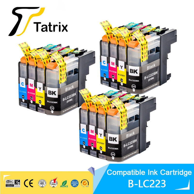 Tatrix Có Chip LC223 LC221 Hộp Mực In Tương Thích Cho Anh Trai MFC-J4420DW/J4620DW/J4625DW/J480DW/J680DW/j880DW Máy In