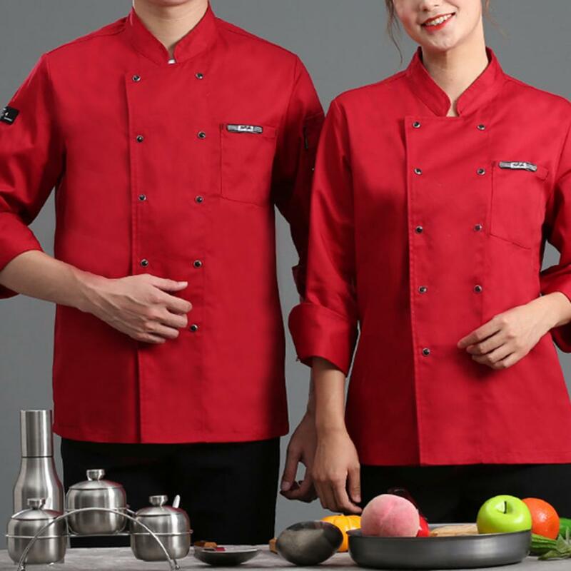 Uniforme de chef de cuisine de restaurant unisexe, chemise à manches longues, haut de cuisinier nous-mêmes, vêtements cardigan, chemise de cuisinier