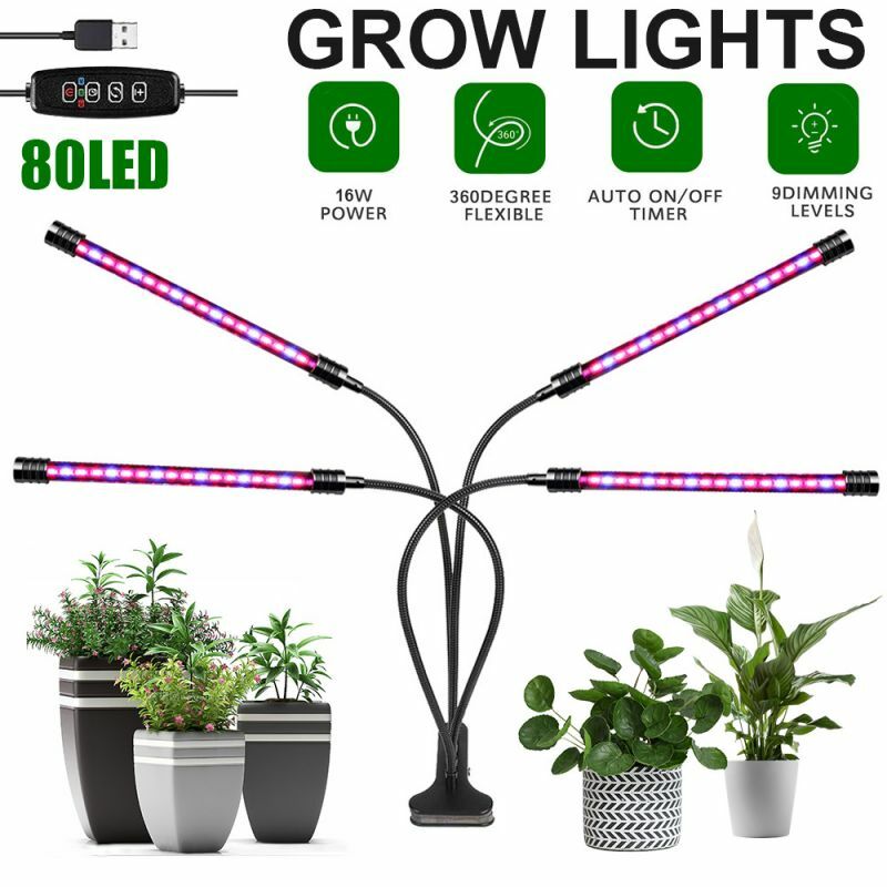 Full Spectrum LED Grow Light, Lâmpada de planta com mangueira flexível, Estufa interior Phyto Lamp, Mudas de flores, hidropônico, USB, 5V