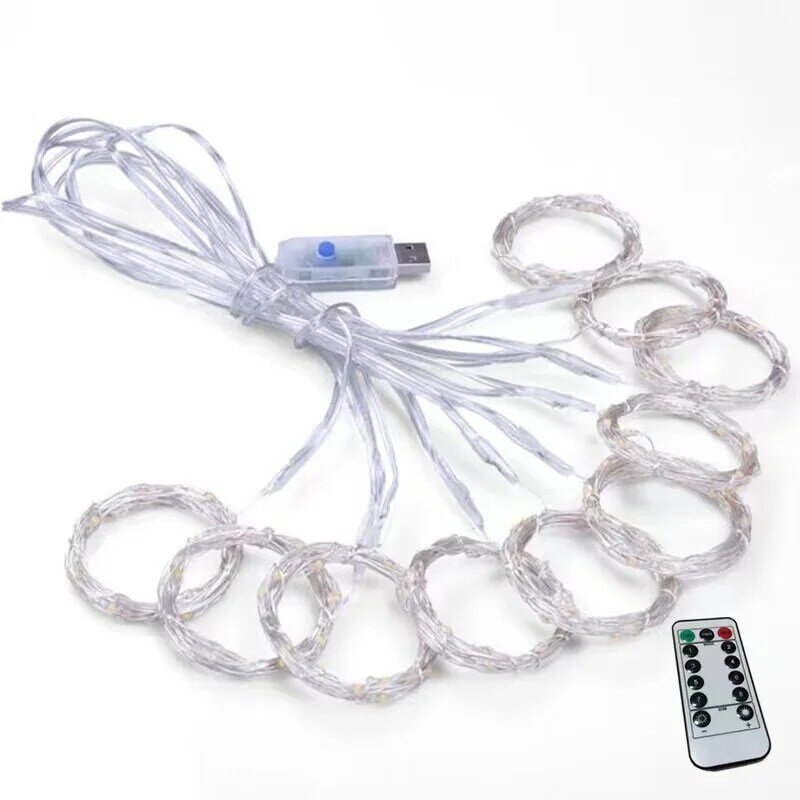 LED Garland Curtain Lights 8 modalità telecomando USB 3m Fairy Lights String per decorazioni natalizie Home Wedding Holiday Party Lamp