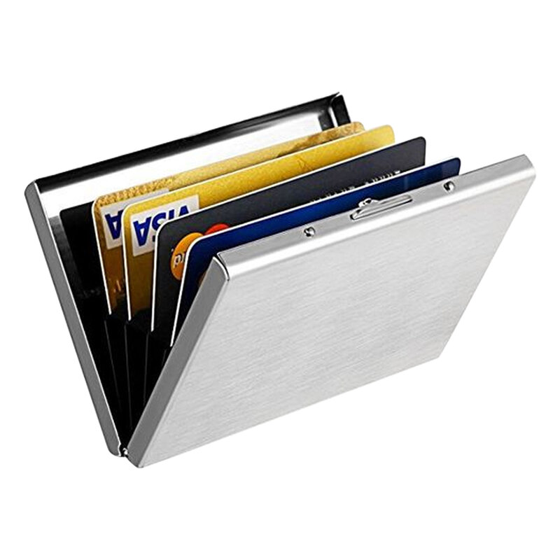 Nowe portfele metalowe Aluminiowy uchwyt na kartę blokującą RFID Antymagnetyczny ochraniacz na karty kredytowe Twardy futerał dla mężczyzn i kobiet