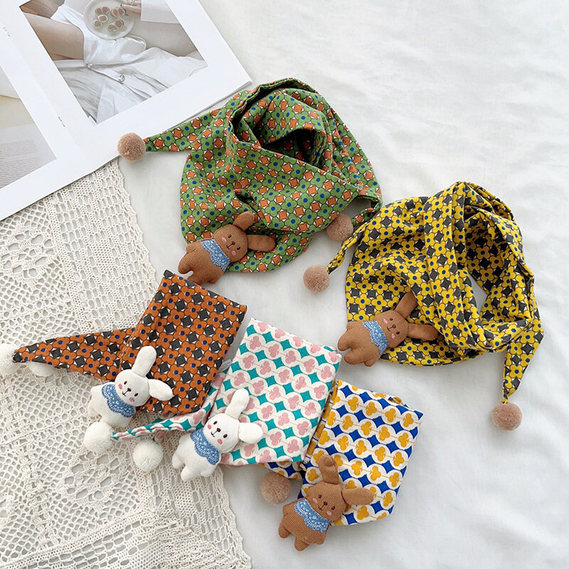 Bufanda triangular para niños, Algodón puro, amigable con la piel, cuello de bebé, nueva bufanda triangular cálida para niñas, Otoño e Invierno
