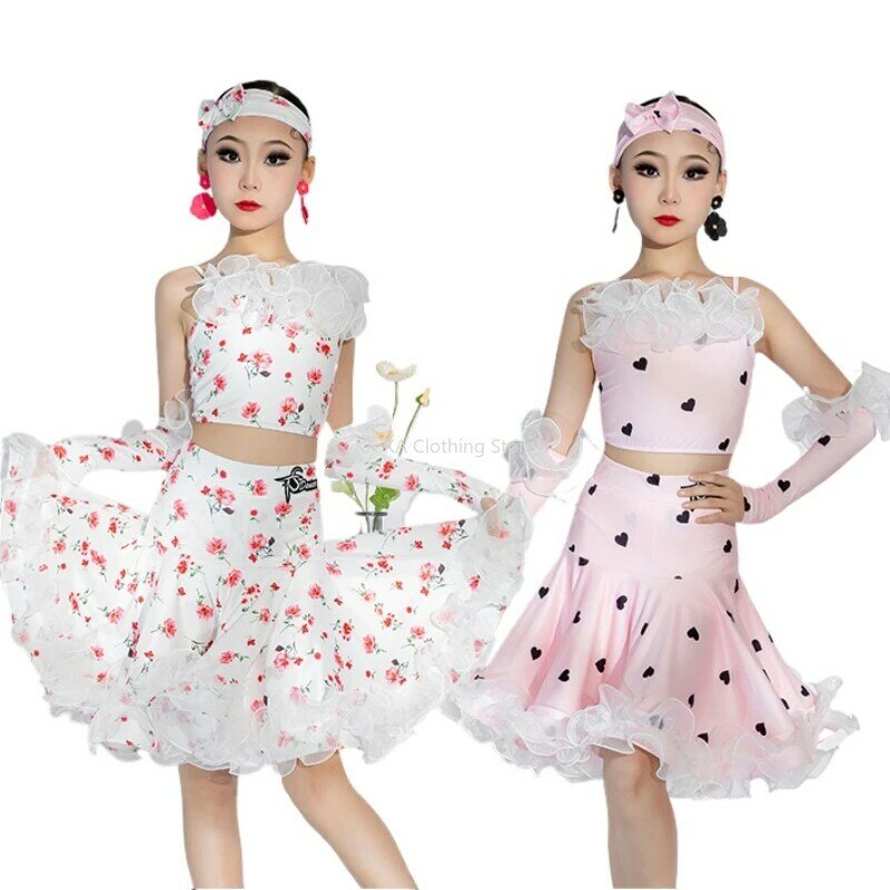 Cha Cha Rumba Latin Dance Clothes Girls Samba Dance Dress Tango Dance Dresses Girls Performance Suit Kids Latin Practice Costume