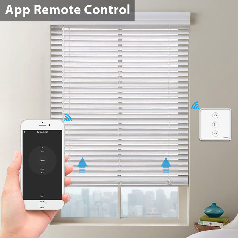 QCSMART Roller Shutter Blinds 79*79 Push Curtains Button Switch Tuya Smart Life Connected WiFi Voice Control Alexa Google Home