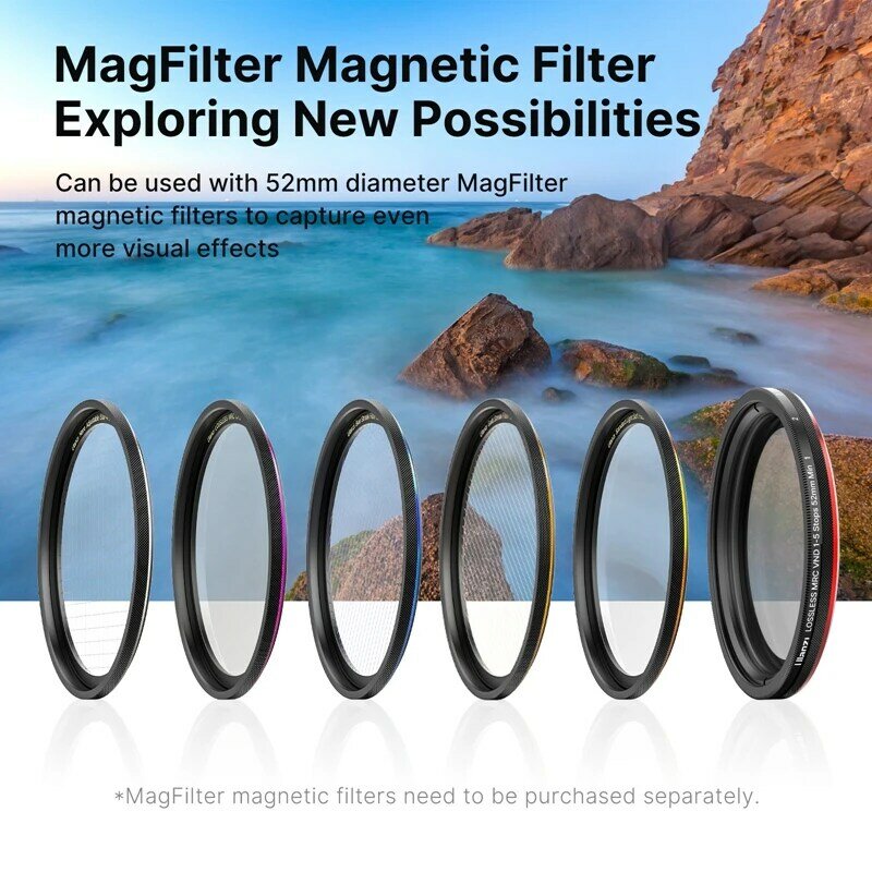 Ulanzi MagFilter 52mm Magsafe Magnetic Filter Adapter Ring /Adjustable Color Lens Filters VND CPL for Iphone 15 14 13 12 Pro Max