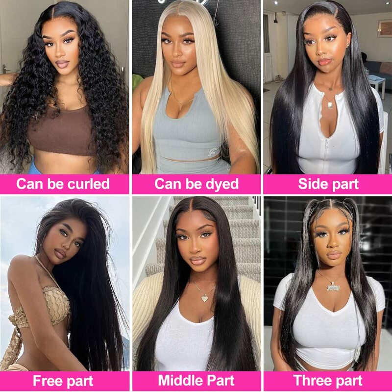 13x6 Straight Lace Front Wigs Human Hair 13x4 Lace Frontal Wig with Pre Plucked 180% Density Brazilian Human Hair Glueless Wigs