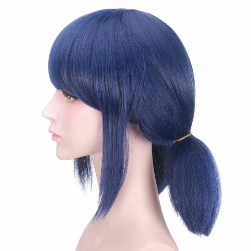 Парик из аниме, парик для косплея, парик божьей коровки, темно-синий парик из синтетических волос с косичкой для девушек из аниме