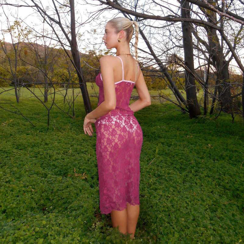 Женское вечернее платье на бретельках, розовое кружевное платье из 2 предметов с топом без рукавов, Пляжная Праздничная юбка, Повседневная Уличная одежда, халаты