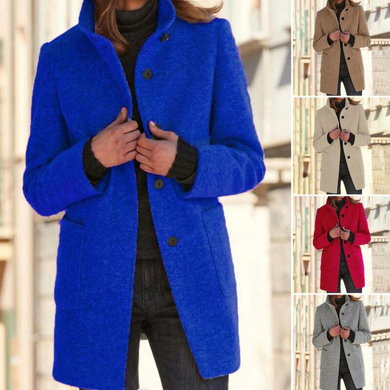 Женская теплая куртка, Стильное женское зимнее пальто с воротником-стойкой, теплое ветрозащитное пальто с защитой шеи для осени