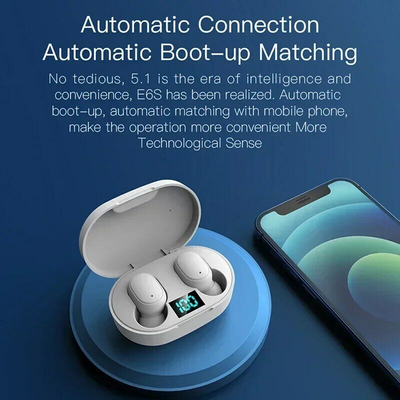 E6S-auriculares inalámbricos con Bluetooth, dispositivo de audio TWS, con cancelación de ruido y micrófono, para iPhone y Xiaomi