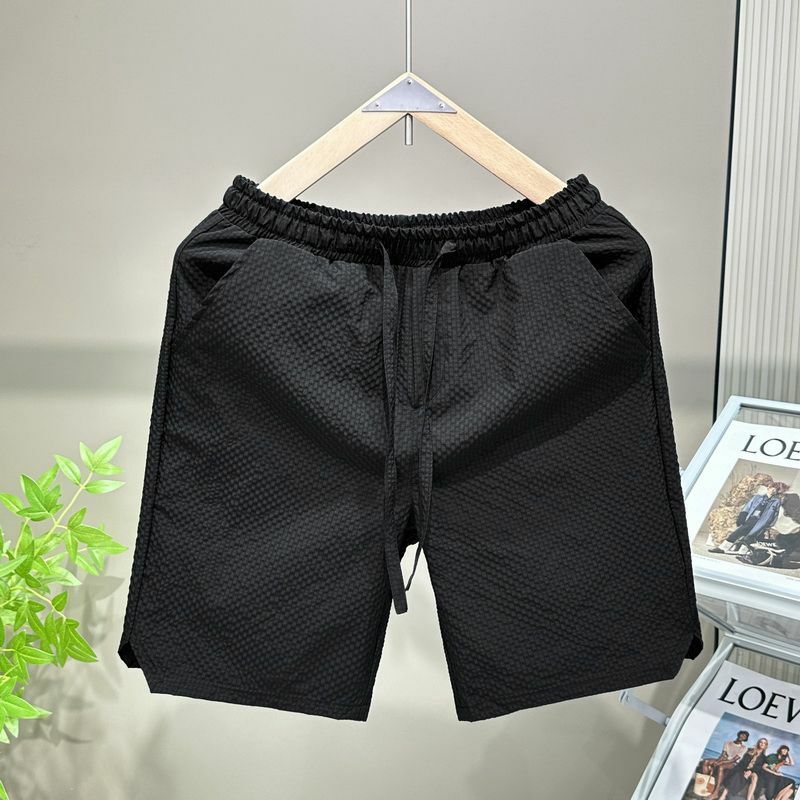 Fashion Elastic Lace Up Pockets Solid Color Casual Shorts Men's Clothing 2024 Summer New Loose All-match High Waist Shorts