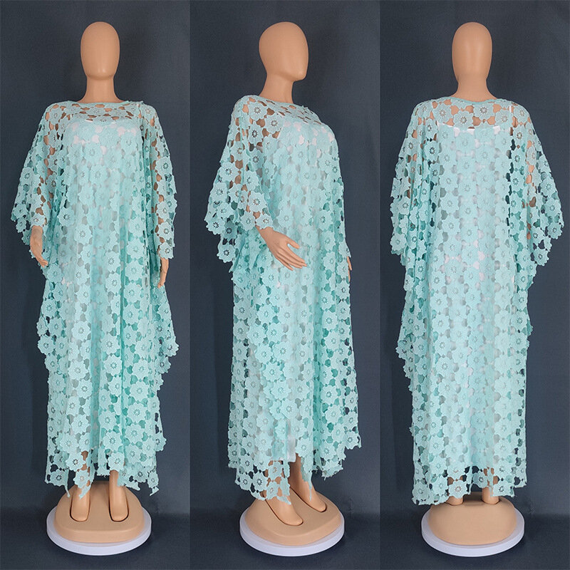 Африканское кружевное платье Дашики для женщин, традиционное Африканское платье Boubou большого размера, 2024, длинное Африканское платье, африканская одежда