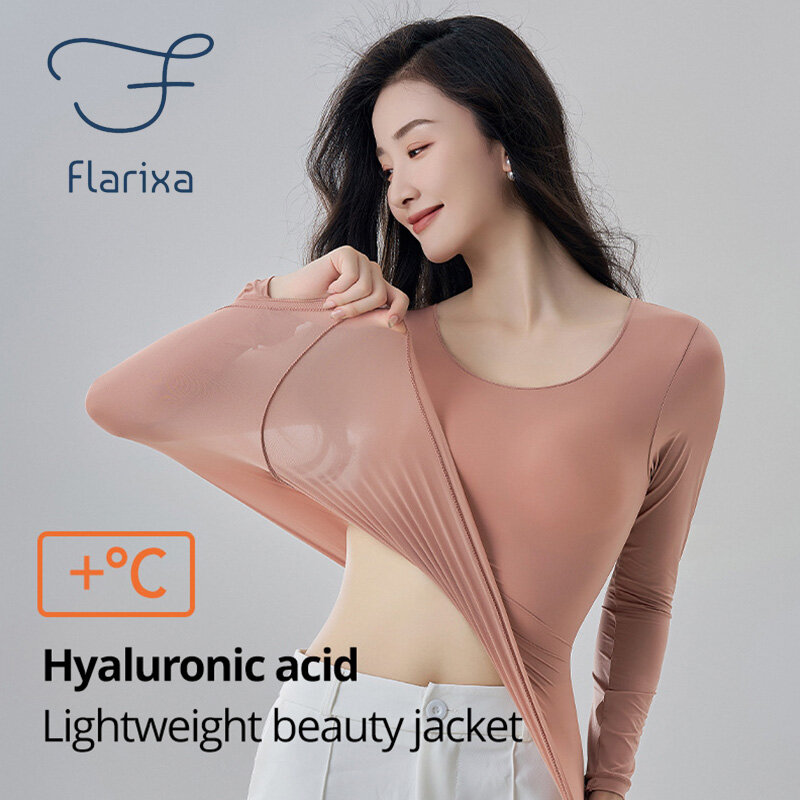 Flarixa-ملابس داخلية حرارية سلسة للنساء ، قمة دافئة ، 37 درجة حرارة ثابتة ، ملابس داخلية حرارية ، ملابس مريحة رقيقة ، شتاء