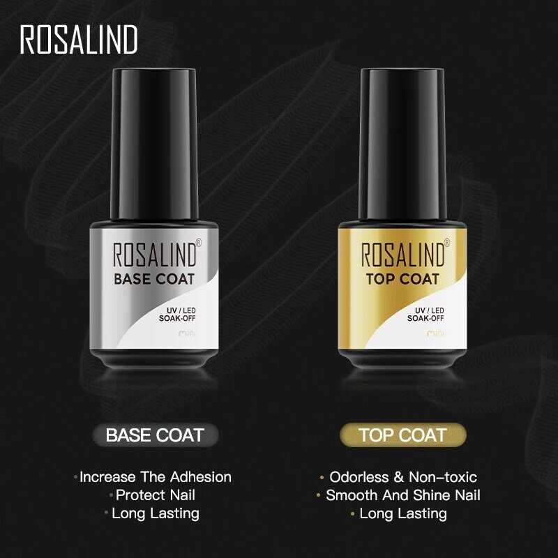 ROSALIND – vernis à ongles UV, couche de Base et de finition, à trempage, renforcer, Semi-Permanent, pour Nail Art, manucure, 7ml