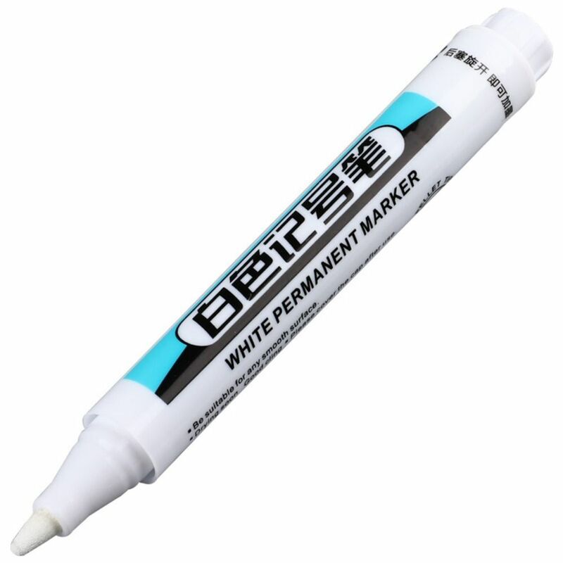 Caneta de pintura permanente branca, impermeável, escrita suave, canetas brancas, não facilmente deformadas, resistente ao desgaste, 0.7mm, 1.0mm, 2.5mm