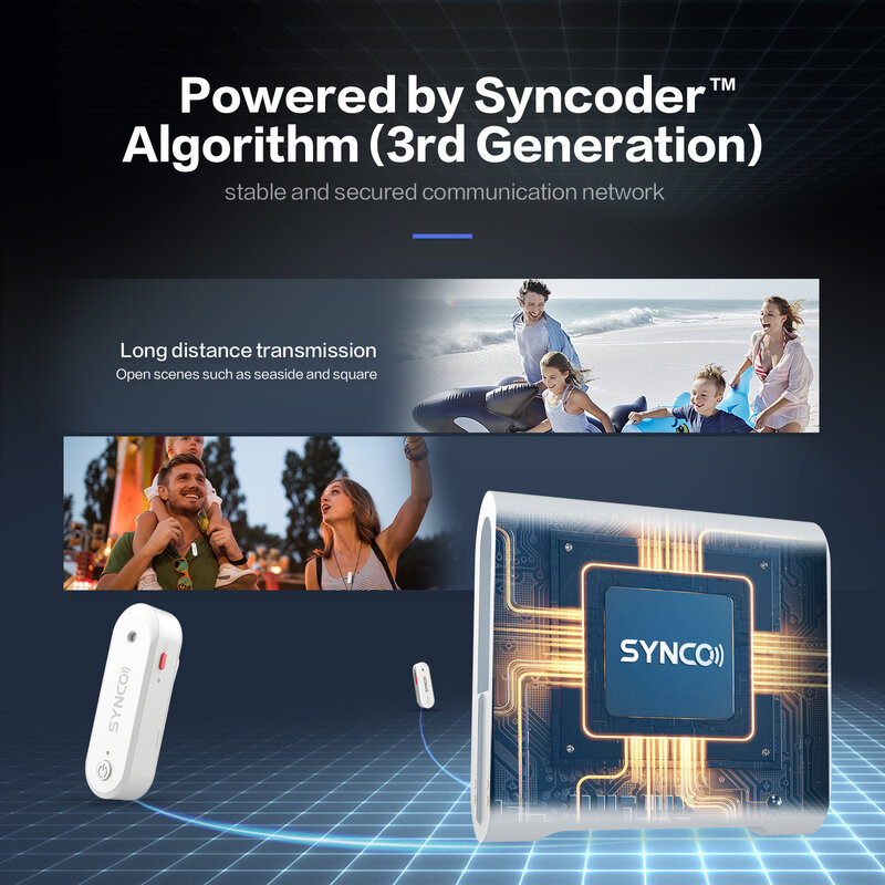 Synco G3 ميكروفون لاسلكي لتسجيل ميكروفون الكل في واحد نظام الصوت والفيديو تسجيل الصوت هيئة التصنيع العسكري آيفون أندرويد الهاتف الذكي
