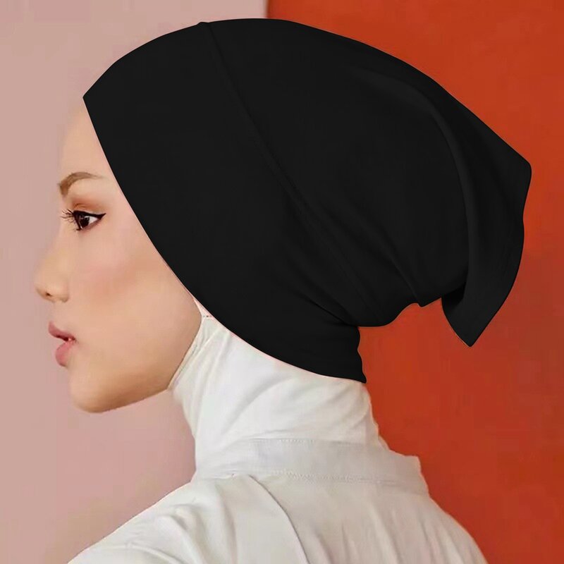 Hijabs de algodón mercerizado elástico multicolor para mujer, sombrero pequeño, sudadera, nuevo