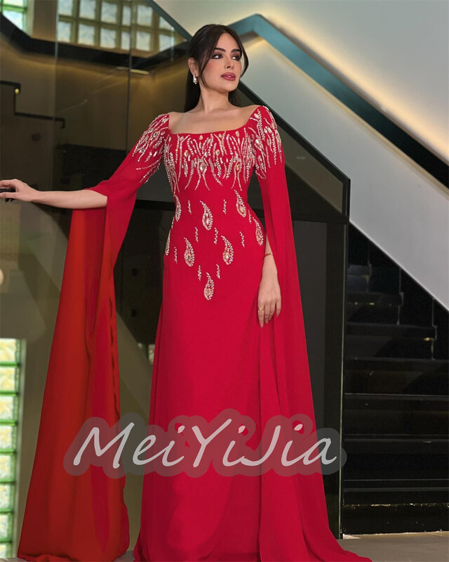 Meiyijia abito da sera abito da ballo saudita aderente elegante sirena perline Arabia Sexy sera compleanno Club abiti estate 2024