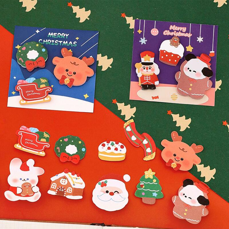 Notas adhesivas de combinación navideña de dibujos animados para oficina, papelería diaria para estudiantes, Bloc de notas escolares, notas adhesivas para estudiantes, bricolaje, K2j2