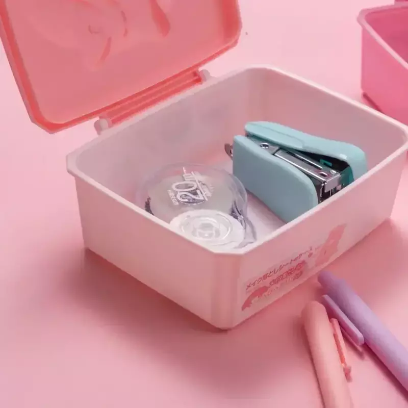 Kawaii Hello Kitty Storage Box Anime Sanrio My Melody Cute Girl Heart Tabletop Cotton Swab Cotton Cotton Jewelry Box Girl Gift