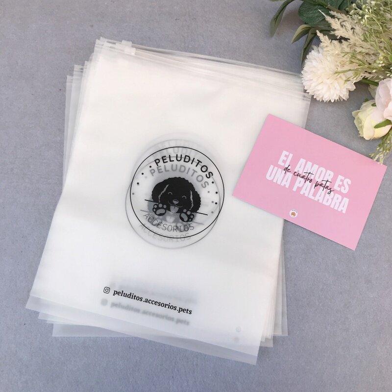 Bolsa biodegradable personalizada con cierre de cremallera, bolsa de polietileno PE de plástico para vestido, embalaje de ropa con cremallera de PVC OPP con su propio logotipo