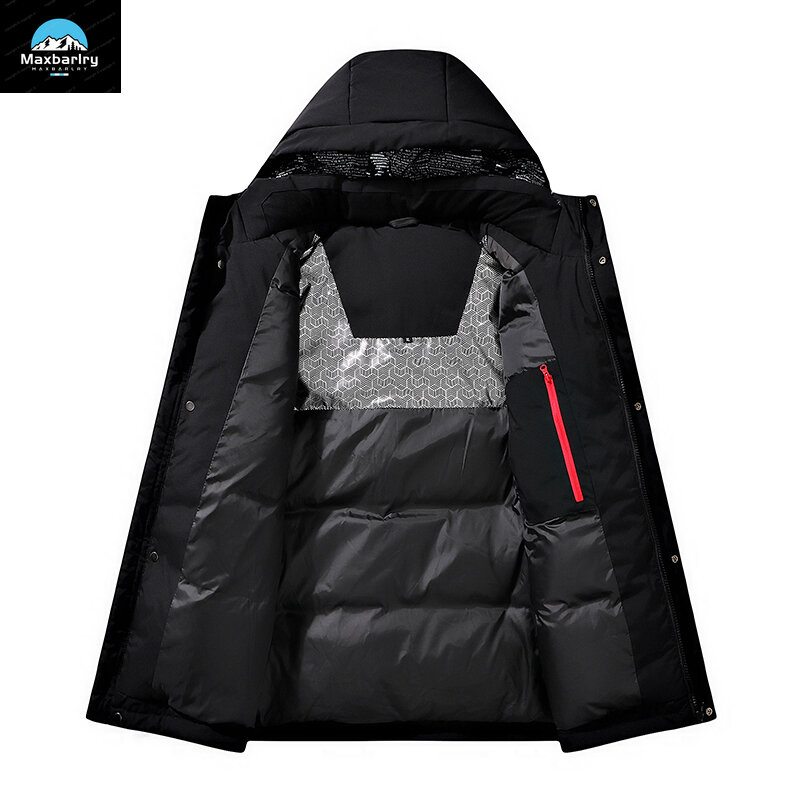 Men's Winter Short Down Jacket 2024 New Casual Fashion Stitching 90% White Duck Down Parka Men's Luxury Lightweight Hooded Coat
