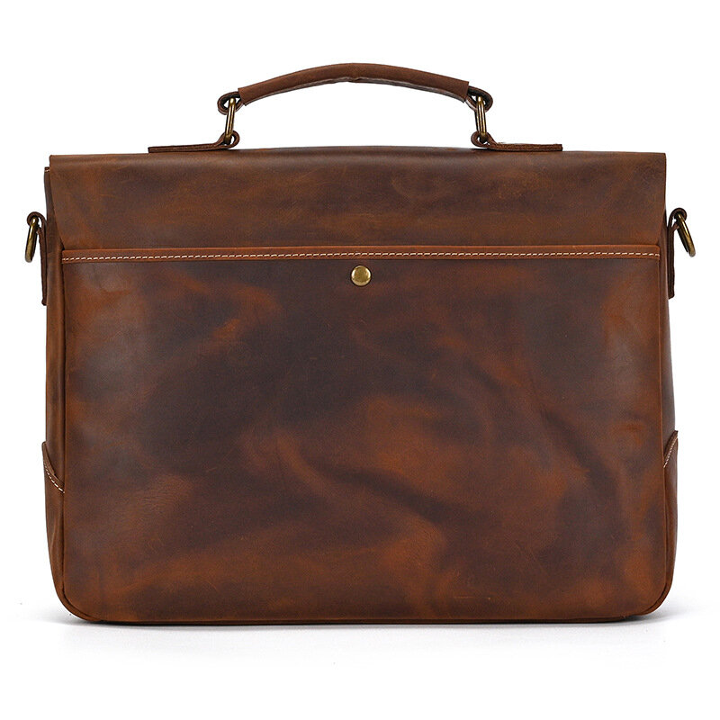 Vintage Men's Crazy Horse Leather Cowhide Briefcase Shoulder Bag
